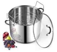 Cook N Home Water Bath Canner with Jar Rack & Glass Lid, Professional Stainless Steel Canning Pot 20 Quart, with Stay-Cool Handles, Multiuse Pot, Induction Capable