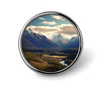 Cook National Park Mountain Landscape Badge,Comfort Light in Weight Round Emblem Cute Funny Decor Brooch Smooth Does Not Fade Badges for Hats Jackets Coat Shirt
