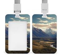 Cook National Park Mountain Landscape Badge Holder with Lanyard Heavy Duty Abs Plastic Card Case Id Card Name Badge Holders for Nurse Teacher Office Women Men