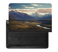 Cook National Park Mountain Landscape Passport Holder PU Leather Slim Passport Cover with Card Slots Travel Document Holder Cover
