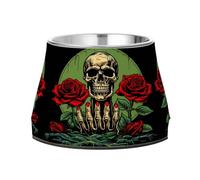 Cook Skull Rose Pet Bowl Non Slip Anti Skid Dog Bowls Stainless Steel Stackable Food Puppy Bowl Dishes