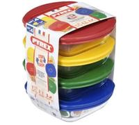 Cook & Store Square Storage Container Set, 4 Pieces, Multi-Color Lids (Red, Yellow, Green, Blue), 12 cm x 12 cm, 0.35L Capacity