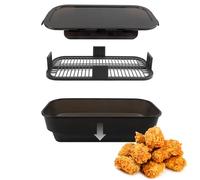 COOK WITH COLOR Collapsible Batter Bowl - Mess Free Breading Shaker Container - Great for Fried Fish, Fried Chicken, Onion Rings, Wings & More, Black