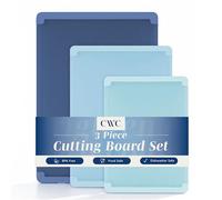 COOK WITH COLOR Extra Large Cutting Board Set, Jumbo-Sized Boards with Rubber Border for Enhanced Cooking Experience, 3-Piece, Blue