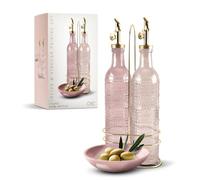 COOK WITH COLOR Glass Olive Oil Bottle Dispenser - 2 Pack- 17oz Oil and Vinegar Cruet - Olive Oil Carafe Decanter for Kitchen