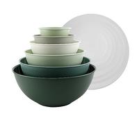 COOK WITH COLOR Mixing Bowls with Lids - 12 Piece Plastic Nesting Bowls Set includes 6 Prep Bowls and 6 Lids, Microwave Safe Mixing Bowl Set (Sage)