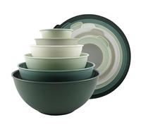COOK WITH COLOR Mixing Bowls with TPR Lids - 12 Piece Plastic Nesting Bowls Set includes 6 Prep Bowls and 6 Lids - Microwave Safe (Sage)