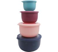 COOK WITH COLOR Prep Bowls with Lids- Deep Mixing Bowls Nesting Plastic Small Mixing Bowl Set with Lids (Multi/Navy)