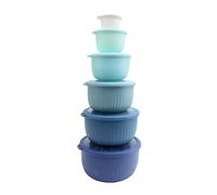 COOK WITH COLOR Prep Bowls with Lids- Wide and Deep Nesting Plastic Small Mixing Bowl Set with Lids, 12 Piece Set - Deep Bowls, Blue