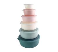COOK WITH COLOR Prep Bowls with Lids- Wide and Deep Nesting Plastic Small Mixing Bowl Set with Lids, 12 Piece Set - Wide Bowls, Teal and Pink
