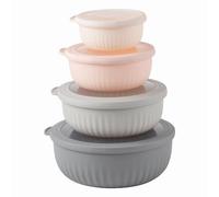 COOK WITH COLOR Prep Bowls with Lids- Wide and Deep Nesting Plastic Small Mixing Bowl Set with Lids, 8 Piece Set - Wide Bowls, Grey/Pink