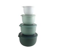 COOK WITH COLOR Prep Bowls with Lids- Wide and Deep Nesting Plastic Small Mixing Bowl Set with Lids, 8 Piece Set - Deep Bowls, Sage