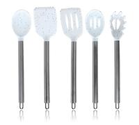 COOK WITH COLOR Silicone Cooking Utensils, 5 Pc Kitchen Utensil Set, Easy to Clean Silicone Kitchen Utensils, Cooking Utensils for Nonstick Cookware, Kitchen Gadgets Set (White Speckled)