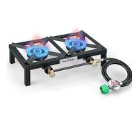COOKAMP Double Burner Angle Iron Camp Stove with CSA Listed Regulator and 4ft Hose [SA2200]