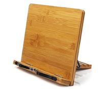 Cookbook Holders, wishacc Bamboo Adjustable Book Stand Holder Tray and Page Paper Clips