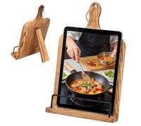 Cookbook Stand, Adjustable Recipe Book Holder Foldable Cook Book Holder for Kitchen Counter Large Wooden Stand for Cookbook Tablets iPad (Solid Wood)