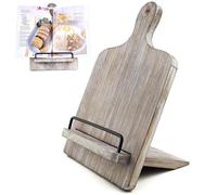 Cookbook Stand Cookbook Holder | Cutting Board Style Wood Cookbook Recipe Holder with Adjustable Pull-out Stand (Grey)