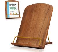 Cookbook Stand for Kitchen Counter, Adjustable Wooden Recipe Book Holder,Foldable Farmhouse Cook Book Stand for Reading Hands Free, Tablet Kitchen Display Stand Gifts for Cooking Lovers