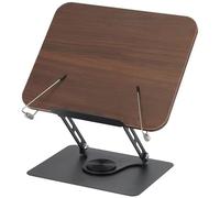 Cookbook Stand for Kitchen Counter, Foldable Adjustable Cookbook Holder Stand with 360° Rotating Base, Hands Free Cook Book Holder with Elastic Page Clips for Recipe Cook Book