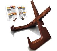 Cookbook Stand for Kitchen Counter Holds 600-Page Books | Elegant Rustic Wooden Cook Book Stands for Display of Recipes & Tablets | Adjustable & Detachable Cookbook Holder Stand for Home Chefs