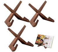 Cookbook Stand Wooden Display Holder, Sturdy Cross Design, 3 Pcs Wooden Plate Display Stands, L-Shaped Easel for Kitchen Living Room