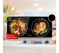 Klarstein Ceramic Hob, 2400W Built-In 2-Ring Electric Cooker with Stainless Steel Frame, Tabletop Ceramic Cooktop & Hot Plates for Cooking