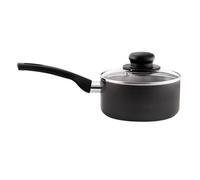 COOKCLASSIC - 15cm Non Stick Sauce Pan , Black , Vented Glass Lid, UK made