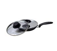 COOKCLASSIC Non-Stick Egg Poacher Pan, 2 Cup Egg Poacher, 20 cm Frying pan, Tray, 2 Cups with Glass Lid, UK MADE, Dishwasher Safe