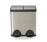 Cooke & Lewis Beclan Standard Stainless Steel Effect Metal Two Part Bin - 40L