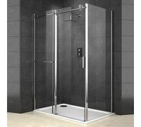 Cooke & Lewis Eclipse Clear Silver Effect Rectangular Shower Enclosure - Sliding Door (W)140Cm (D)90Cm