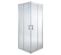 Cooke & Lewis Onega Framed Clear Silver Effect Square Shower Enclosure - Corner Entry Double Sliding Door (W)76Cm (D)76Cm