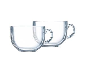 Cooke & Miller Glass Cappuccino Cups Set of 2 Clear Large Round Coffee Cup Drinking Mugs Coffee Glasses 450ml for Tea Latte Hot Chocolate Drinks Home Café, Dishwasher Safe