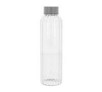 Cooke & Miller Glass Water Bottle 500ml Coloured Ribbed Leak Proof Glass Beverage Drinking Bottle Juice Cold Drinks Juice Smoothie Portable for Sports Gym Yoga Travel Office School Home (Black)