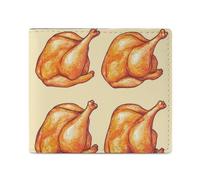 Cooked T-urkey Pattern Trendy Bifold Wallet for Men Classic Lightweight ID Window Leather Wallets