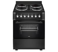 Cooker - Electric Cooker, 4 Hotplates, 62L Electric Oven, Smart Cooking Controls & Programs, 60cm Width, Freestanding Design, Matte Black, Perfect For Family Homes - C01FS60E17