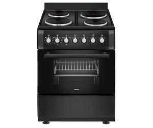 Cooker - Electric Cooker, 4 Hotplates, 62L Electric Oven, Smart Cooking Controls & Programs, 60cm Width, Freestanding Design, Matte Black, Perfect For Family Homes - C01FS60E17