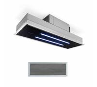 Cooker Extractor Hood 90cm Ceiling Kitchen 410m³ /h LED Steel 75W Remote Black [EEK: D]