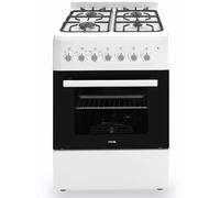 Cooker - Gas Cooker With 4 Gas Burners, 62L Electric Oven, 60cm Width, Modern Freestanding Design, White, Ideal For Family Homes - C01FS60G17W