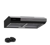 Cooker Hood 60 cm Kitchen Extractor Fan Chimney Hood Vent LED Touch Glass Black [EEK: C]