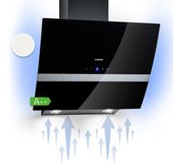 Klarstein Clara 60cm Angled Extractor Fan for Kitchens, Exhaust Hood w/Dishwasher Safe Aluminium Grease Filter, Powerful 509m³/h Airflow, RGB LED Light, Class A Efficient Extractor