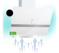Klarstein Clara 60cm Angled Extractor Fan for Kitchens, Exhaust Hood w/Dishwasher Safe Aluminium Grease Filter, Powerful 509m³/h Airflow, RGB LED Light, Class A Efficient Extractor