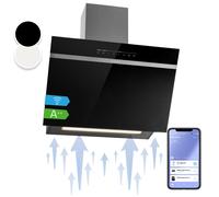 Cooker Hood 60cm Angled Kitchen Extractor Chimney Hood Head Free App Touch Black [EEK: A++]