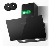 Cooker Hood 60cm, TopStrong Extractor Fan Kitchen, Wall-Mounted Extractor Hood, A+++ Kitchen Hood, 400 m³/h, Touch Control, 3 Speed + Booster, Recirculating & Ducting System, Black