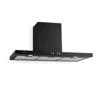Cooker Hood 90 cm Angled Kitchen Extractor Fan Chimney Stainless Steel LED Black [EEK: A++]
