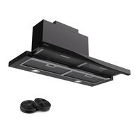 Cooker Hood 90 cm Extractor Fan Kitchen Chimney Hood LED Grease Filters Black [EEK: C]