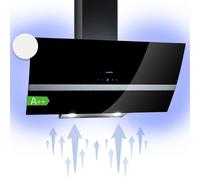 Cooker Hood 90cm Angled Extractor Fan Chimney Hood Kitchen Stainless Steel Black [EEK: A++]