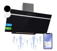 Cooker Hood 90cm Angled Kitchen Extractor Chimney Hood Head Free App Touch Black [EEK: A++]