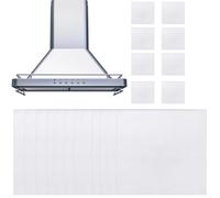 Cooker Hood Filter Paper, 12 Pcs Universal Extractor Hood Filters with 8 Hook & Loop Fasteners, 44cm x 46cm White Nonwoven Fabric for Efficient Kitchen Ventilation