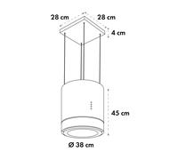 Cooker Hood Island Cooker Extractor Hood 38 cm Kitchen Ceiling Hood Steel Silver [EEK: A]