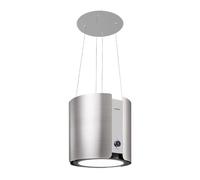 Klarstein Skyfall Smart - Island Hood, App and Gesture Control, Dimensions: 45 x 42 cm (ØxW), Freely Hanging, Recirculation Mode/Exhaust Air, 3 Levels, 402 m³ / h, 200 W, LED Lighting, EEC C, Silver
